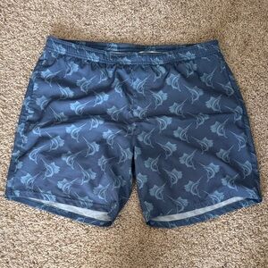 Men's Blue Marlin-Print Swim Trunks XL
